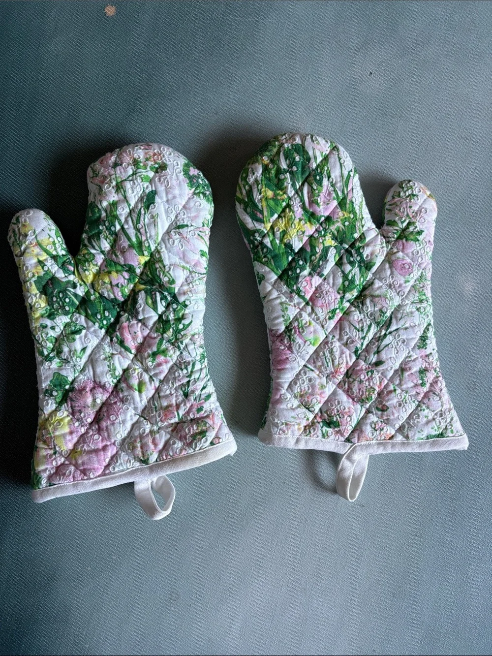 Sur La Table Floral Eyelet Oven Mitts